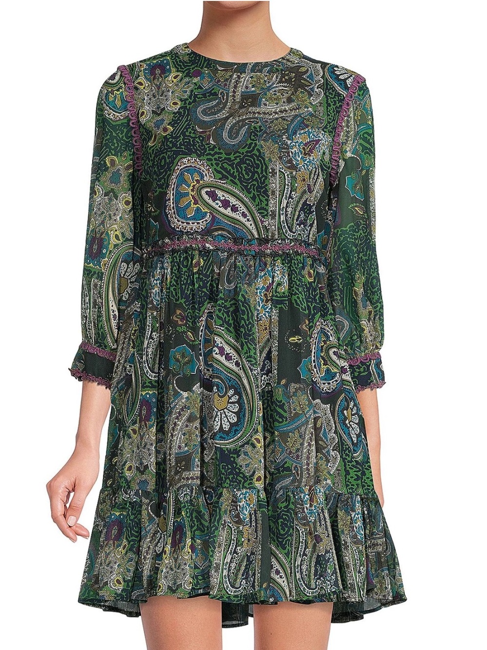 Area Stars Pia Paisley Mini Dress Size M NWT Green